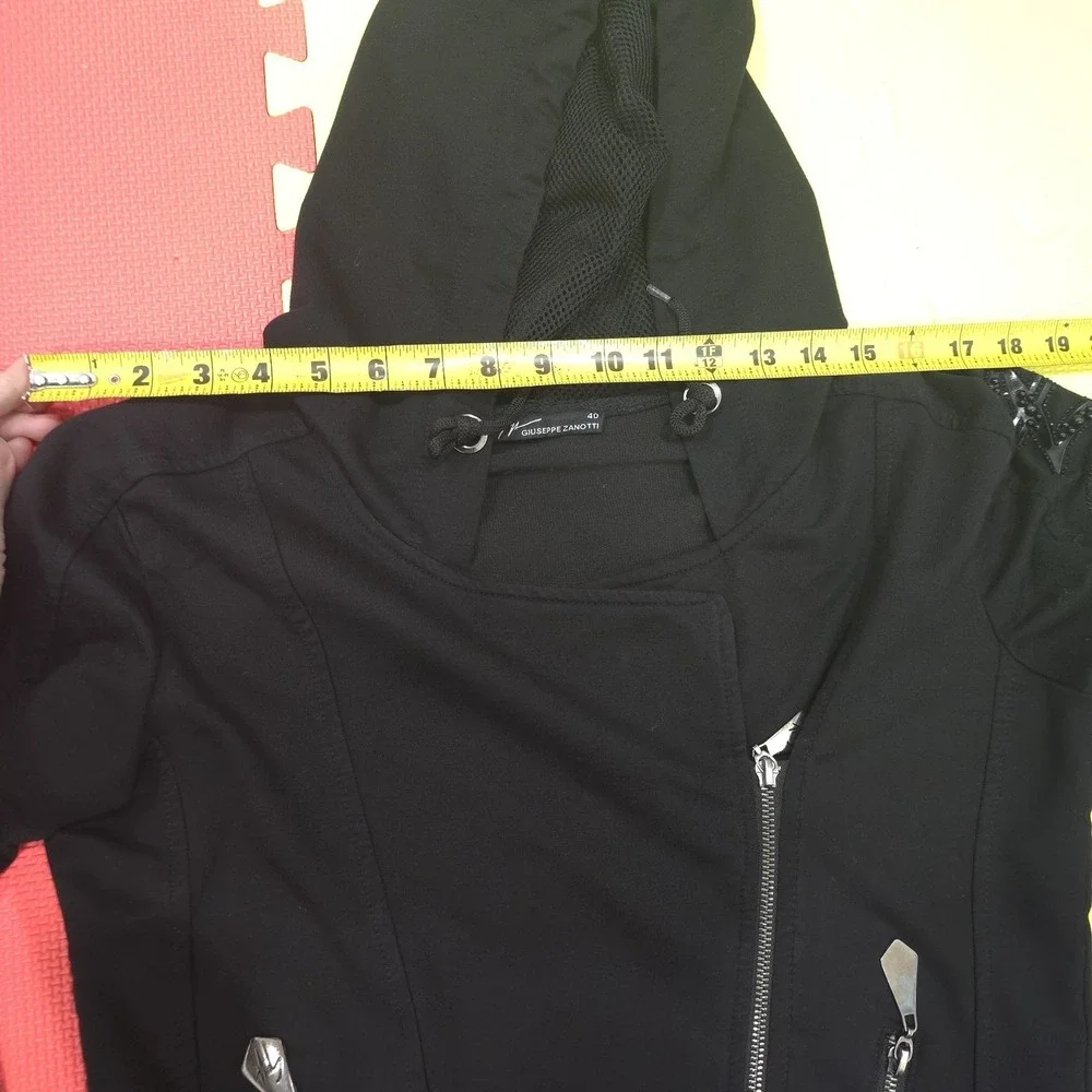Giuseppe Zanotti Asymmetric Zip Biker Hoodie Jacket |‎ Size 40 S | Beaded...